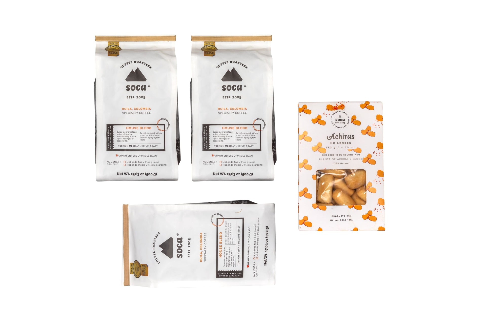 LLeva lo mejor del Huila por la compra de 3 libras de house blend te obsequiamos achiras de 130 gramos