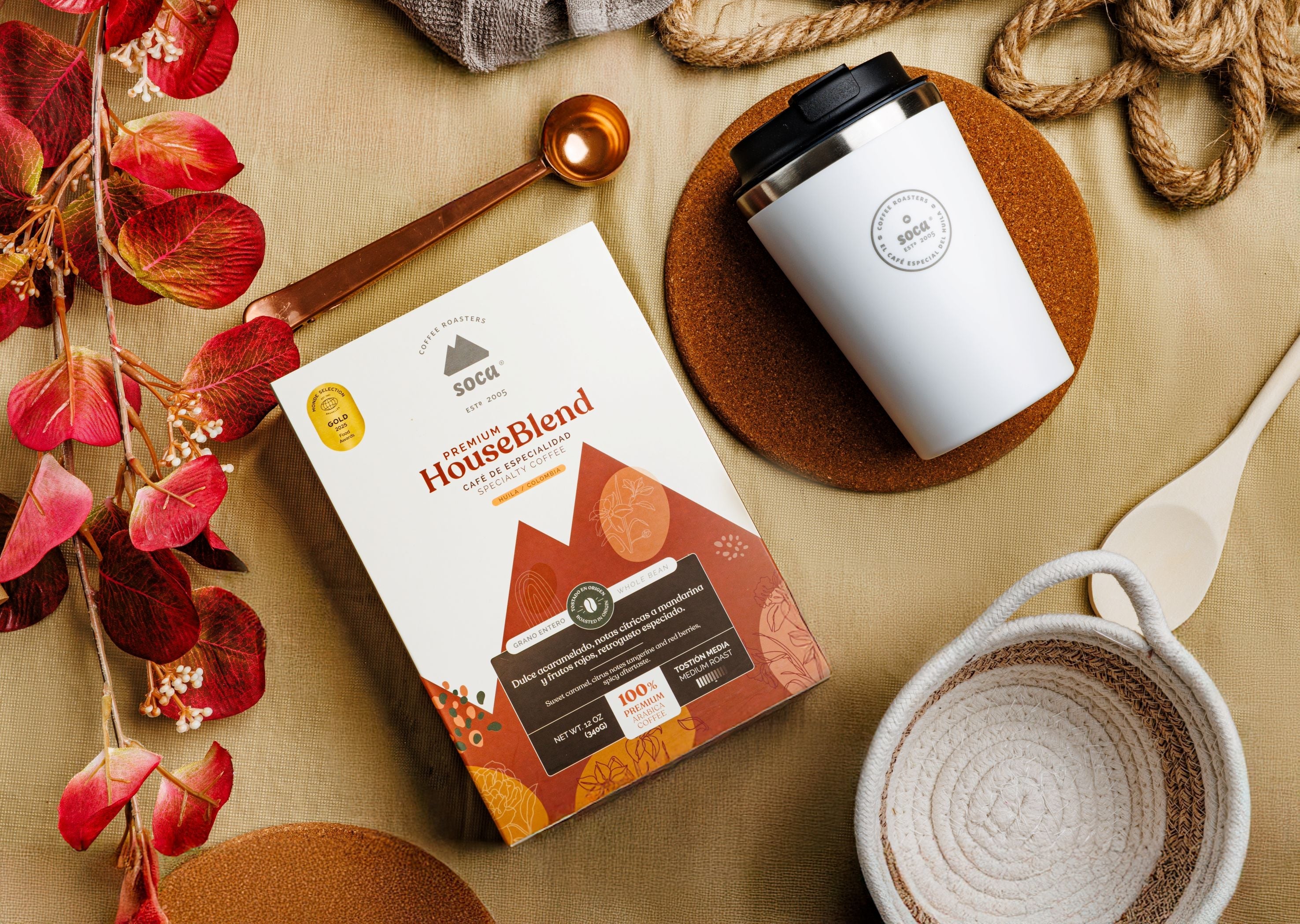 Kit House Blend +mug coffee + cuchara